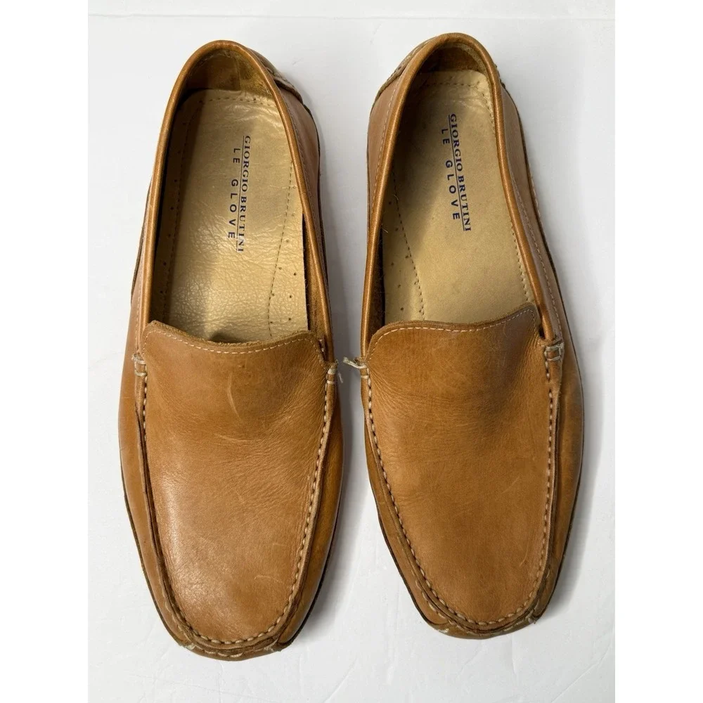 Giorgio Brutini Le Glove Mens Loafers Tan Slip-On Sz 12M Leather Comfort Casual